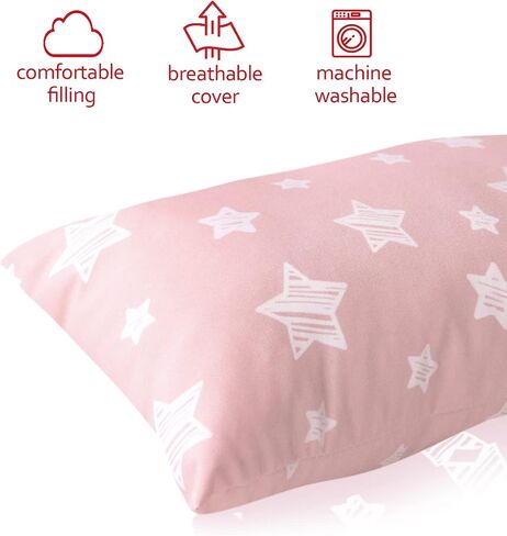 Moonsea 2 Pack Mini Pillow with Name Tag, 11" x 7" x 2.5" Small Pillow for Preschool and Airplane Car Travel, Great Tiny Pillow for Kids Neck, Back, Lumbar, Knee Gap and Dogs Daycare in Saudi Arabia