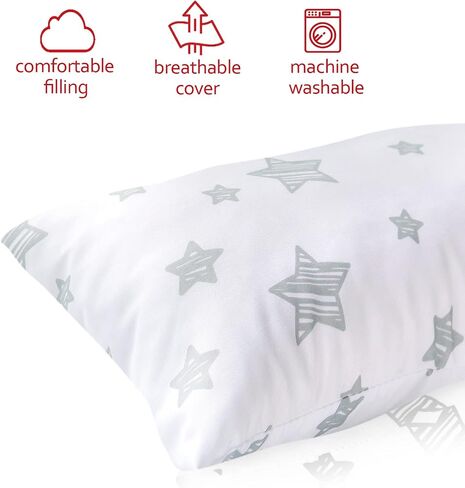 Moonsea 2 Pack Mini Pillow with Name Tag, 11" x 7" x 2.5" Small Pillow for Preschool and Airplane Car Travel, Great Tiny Pillow for Kids Neck, Back, Lumbar, Knee Gap and Dogs Daycare in Saudi Arabia