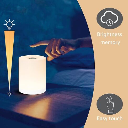DAZZY DOT Rechargeable Baby Night Light, Dimmable Touch Nursery Lamp | 2600mAh battery, warm yellow glow, ABS material, USB-C charging, for breastfeeding, diaper changes, bedside, travel in Saudi Arabia