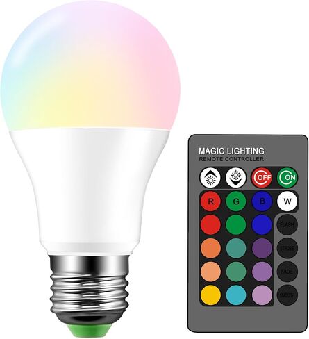Droiee Dimmable E26 LED Light Bulb, RGB Bulb 6W with 16 Color Changing Modes for Christmas, Party etc with Remote Control in Saudi Arabia