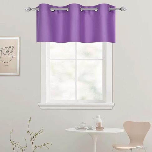 Aqua Valances for Kitchen Windows - Room Darkening Valances for Window with Grommet 42 by 18 Inch,1 Panels 42W x18 L in Saudi Arabia