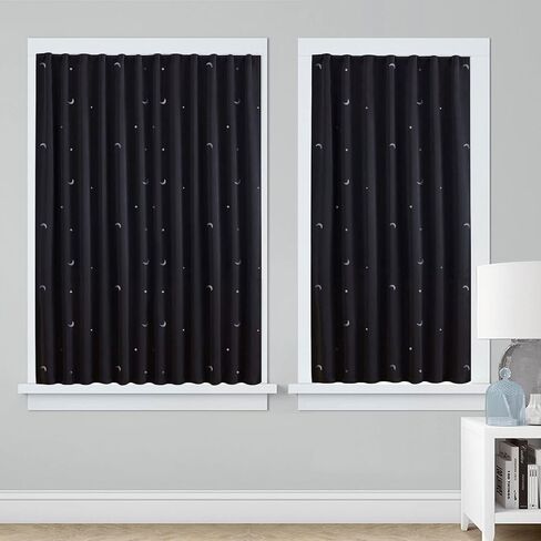 Goabroa Portable Blackout Curtains, (78"x 50") Adjustable Temporary Blackout Curtains with Suction Cups, Polyester Temporary Window Blackout Blind for Bedroom, Nursery or Dorm - Moon & Stars Pattern in Saudi Arabia