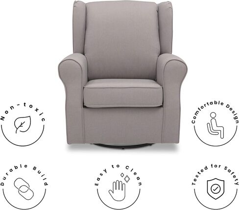 Delta Children Reston Nursery Glider Swivel Rocker Chair, French Grey in Kuwait