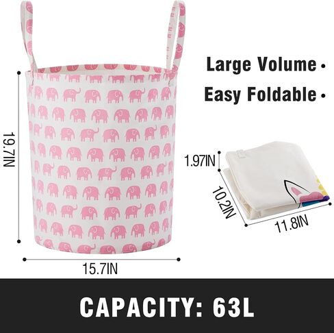 Baby Laundry Basket Nursery Hamper with Long Handles, Bowknot | Large Storage Basket, baby hamper, pink laundry basket, kids hamper, Toy Bins for Nursery, Girls, Boys, Kids Room Décor in Saudi Arabia