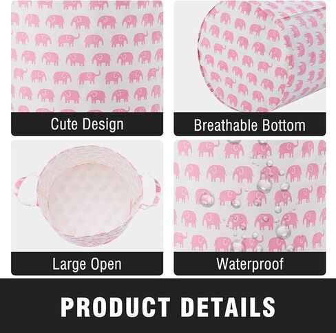 Baby Laundry Basket Nursery Hamper with Long Handles, Bowknot | Large Storage Basket, baby hamper, pink laundry basket, kids hamper, Toy Bins for Nursery, Girls, Boys, Kids Room Décor in Saudi Arabia