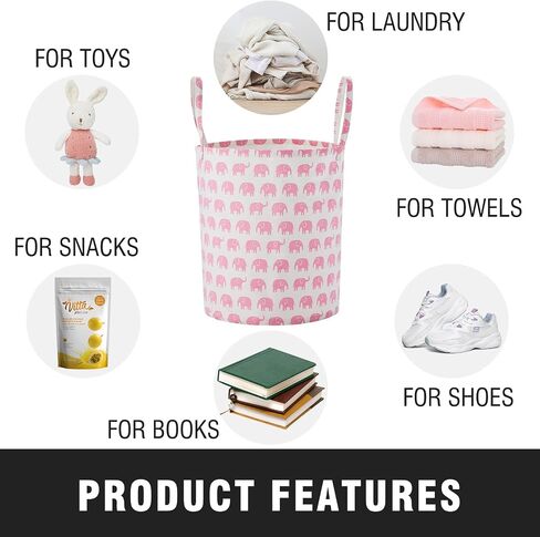 Baby Laundry Basket Nursery Hamper with Long Handles, Bowknot | Large Storage Basket, baby hamper, pink laundry basket, kids hamper, Toy Bins for Nursery, Girls, Boys, Kids Room Décor in Saudi Arabia