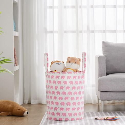 Baby Laundry Basket Nursery Hamper with Long Handles, Bowknot | Large Storage Basket, baby hamper, pink laundry basket, kids hamper, Toy Bins for Nursery, Girls, Boys, Kids Room Décor in Saudi Arabia