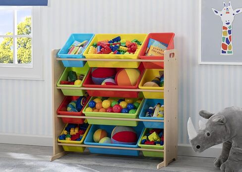 Delta Children Kids Toy Storage Organizer with 12 Plastic Bins - Greenguard Gold Certified & MySize Deluxe Toy Box - Greenguard Gold Certified, Bianca White in Saudi Arabia