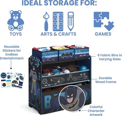 Delta Children Design & Store 6 Bin Toy Storage Organizer, Batman,Engineered Wood & 6 Bin Design and Store Toy Organizer - Greenguard Gold Certified, Trolls World Tour in Saudi Arabia