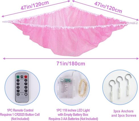 Basumee Stuffed Animals Hammock with LED Light Large Plush Toy Net Organizer Corner Stuffed Animals Storage Hanging Holder for Soft Toys Space-Saving Nursery Playroom Bedroom Decor in Saudi Arabia