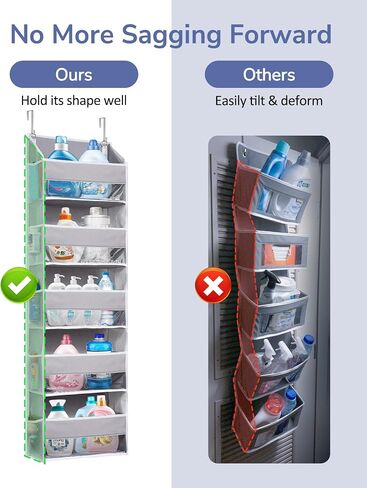 ULG 1-Pack Over Door Organizer with 5 Large Pockets 10 Mesh Side Pockets, 44 lbs Weight Capacity Hanging Storage Organizer with Clear Window for Bedroom Bathroom Kitchen, RV, Camper, Beige in Saudi Arabia