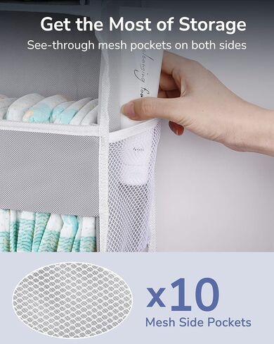 ULG 1-Pack Over Door Organizer with 5 Large Pockets 10 Mesh Side Pockets, 44 lbs Weight Capacity Hanging Storage Organizer with Clear Window for Bedroom Bathroom Kitchen, RV, Camper, Beige in Saudi Arabia