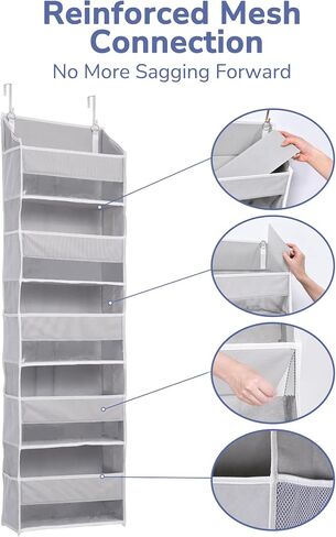 ULG 1-Pack Over Door Organizer with 5 Large Pockets 10 Mesh Side Pockets, 44 lbs Weight Capacity Hanging Storage Organizer with Clear Window for Bedroom Bathroom Kitchen, RV, Camper, Beige in Saudi Arabia