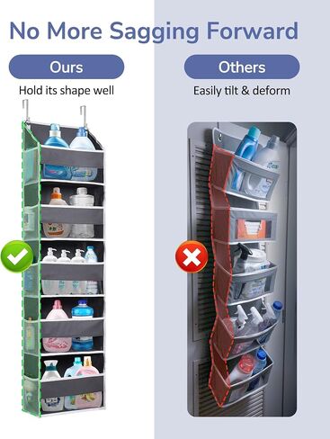ULG 1-Pack Over Door Organizer with 5 Large Pockets 10 Mesh Side Pockets, 44 lbs Weight Capacity Hanging Storage Organizer with Clear Window for Bedroom Bathroom Kitchen, RV, Camper, Beige in Saudi Arabia