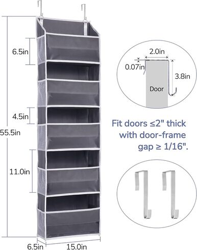 ULG 1-Pack Over Door Organizer with 5 Large Pockets 10 Mesh Side Pockets, 44 lbs Weight Capacity Hanging Storage Organizer with Clear Window for Bedroom Bathroom Kitchen, RV, Camper, Beige in Saudi Arabia