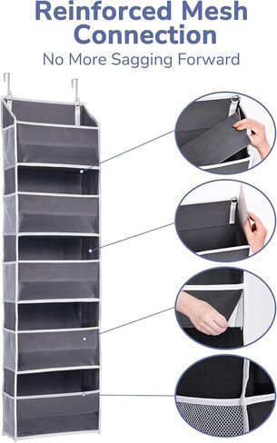ULG 1-Pack Over Door Organizer with 5 Large Pockets 10 Mesh Side Pockets, 44 lbs Weight Capacity Hanging Storage Organizer with Clear Window for Bedroom Bathroom Kitchen, RV, Camper, Beige in Saudi Arabia