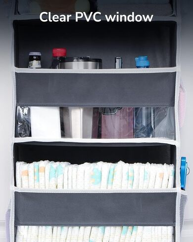 ULG 1-Pack Over Door Organizer with 5 Large Pockets 10 Mesh Side Pockets, 44 lbs Weight Capacity Hanging Storage Organizer with Clear Window for Bedroom Bathroom Kitchen, RV, Camper, Beige in Saudi Arabia