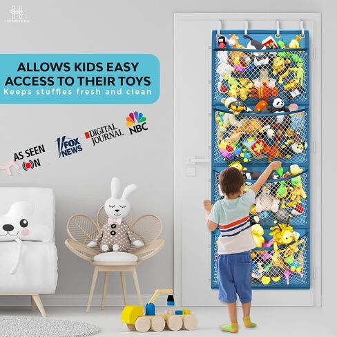 Honeyera The Original Stuffed Animal Storage (Patented) - Over Door Organizer for Stuffies, Baby Ideas Holder, Toy Plush Hammock Hanging Net Big Girls Toddler Large Bag Animals Stuffy Behind in Saudi Arabia
