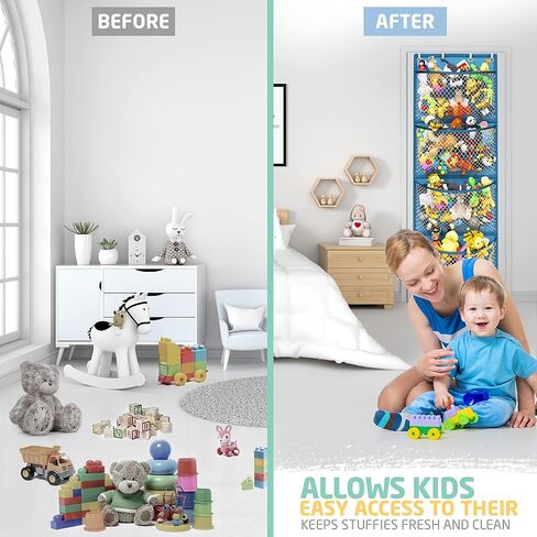 Honeyera The Original Stuffed Animal Storage (Patented) - Over Door Organizer for Stuffies, Baby Ideas Holder, Toy Plush Hammock Hanging Net Big Girls Toddler Large Bag Animals Stuffy Behind in Saudi Arabia
