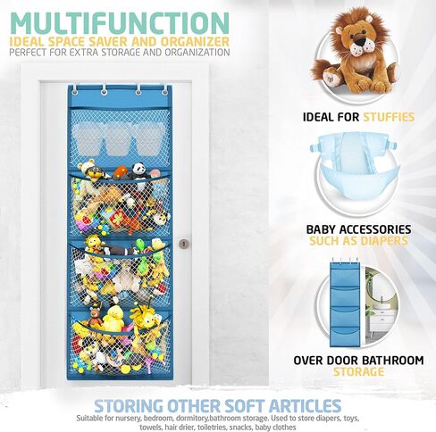 Honeyera The Original Stuffed Animal Storage (Patented) - Over Door Organizer for Stuffies, Baby Ideas Holder, Toy Plush Hammock Hanging Net Big Girls Toddler Large Bag Animals Stuffy Behind in Saudi Arabia