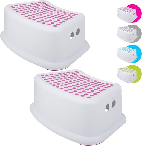 Step Stool for Kids (2 Pack), Toddlers Stool for Potty Training, Bathroom, Kitchen, Bedroom, Toy Room and Living Room. Toilet Stools with Soft Anti-Slip Grips for Safety, Stackable (Grey) in Saudi Arabia
