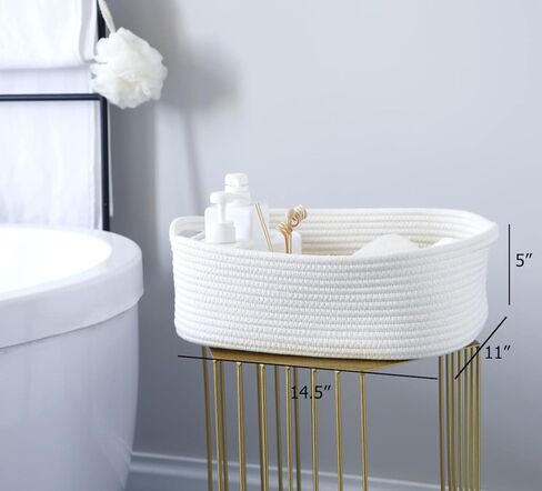 Woven Cotton Rope Storage Basket, Cube Changing Table Organizer for Closet Towels, Baby Nursery Bin, Small Dog Cat Toy Box, Gift Baskets empty Blue in Kuwait
