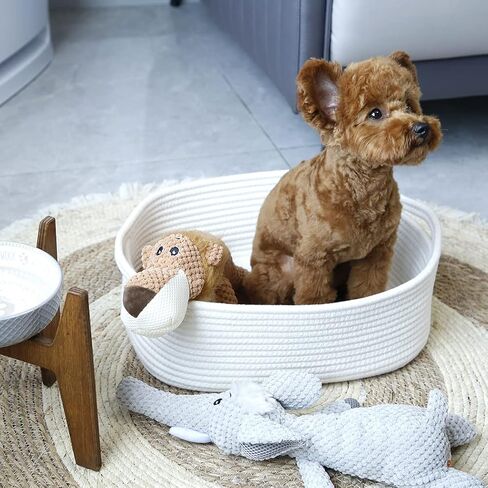 Woven Cotton Rope Storage Basket, Cube Changing Table Organizer for Closet Towels, Baby Nursery Bin, Small Dog Cat Toy Box, Gift Baskets empty Blue in Kuwait