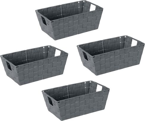 Simplify Medium Woven Strap Tote | Decorative Storage Basket | 2 Handles | Organization | Closet | Bedroom | Bathroom | Nursery | Accessories | Toys | Gifts | 1 Pack | Grey in Saudi Arabia
