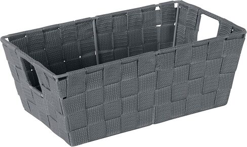 Simplify Medium Woven Strap Tote | Decorative Storage Basket | 2 Handles | Organization | Closet | Bedroom | Bathroom | Nursery | Accessories | Toys | Gifts | 1 Pack | Grey in Saudi Arabia