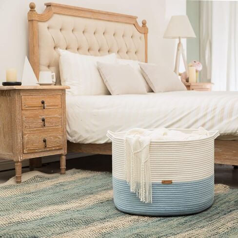 R RUNKA Extra Large Cotton Rope Basket 22" x 14" - Toy Basket for Kids -Blanket Basket for Living Room - Woven Baskets for Storage in Saudi Arabia