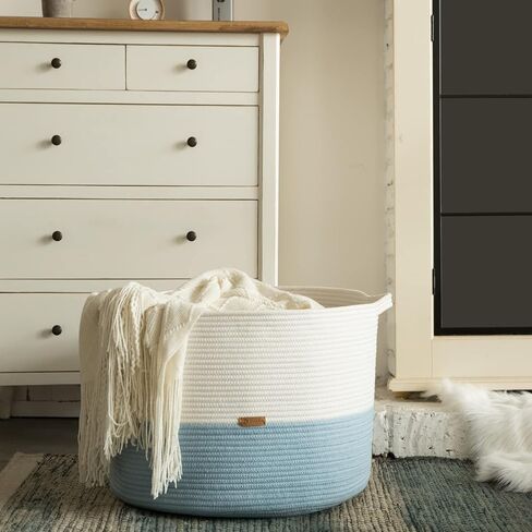 R RUNKA Extra Large Cotton Rope Basket 22" x 14" - Toy Basket for Kids -Blanket Basket for Living Room - Woven Baskets for Storage in Saudi Arabia