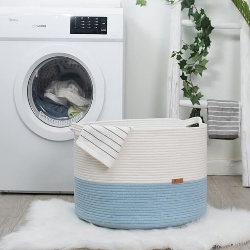 R RUNKA Extra Large Cotton Rope Basket 22" x 14" - Toy Basket for Kids -Blanket Basket for Living Room - Woven Baskets for Storage in Saudi Arabia