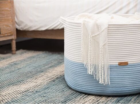 R RUNKA Extra Large Cotton Rope Basket 22" x 14" - Toy Basket for Kids -Blanket Basket for Living Room - Woven Baskets for Storage in Saudi Arabia