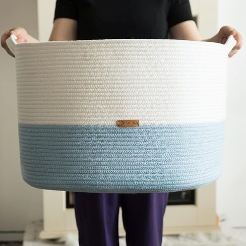 R RUNKA Extra Large Cotton Rope Basket 22" x 14" - Toy Basket for Kids -Blanket Basket for Living Room - Woven Baskets for Storage in Saudi Arabia