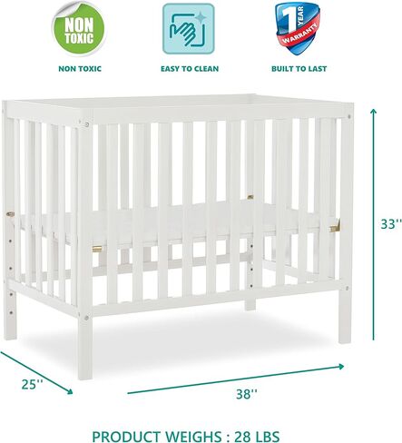 Dream On Me Edgewood 4-in-1 Convertible Mini Baby Crib in Cool Grey, GreenGuard Gold & JPMA, Non-Toxic, Compact 40×25×33″ Design, Converts to Mini Daybed & Twin Bed, 1″ Mattress Pad | Includes Mattress Pad, 3-Position Mattress Support, BSA Verified, ASTM/ in Saudi Arabia