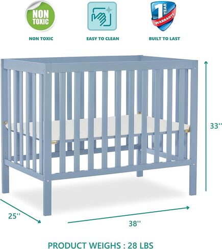 Dream On Me Edgewood 4-in-1 Convertible Mini Baby Crib in Cool Grey, GreenGuard Gold & JPMA, Non-Toxic, Compact 40×25×33″ Design, Converts to Mini Daybed & Twin Bed, 1″ Mattress Pad | Includes Mattress Pad, 3-Position Mattress Support, BSA Verified, ASTM/ in Saudi Arabia