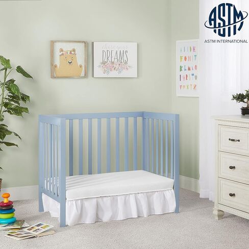 Dream On Me Edgewood 4-in-1 Convertible Mini Baby Crib in Cool Grey, GreenGuard Gold & JPMA, Non-Toxic, Compact 40×25×33″ Design, Converts to Mini Daybed & Twin Bed, 1″ Mattress Pad | Includes Mattress Pad, 3-Position Mattress Support, BSA Verified, ASTM/ in Saudi Arabia