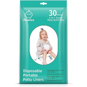 Newnice 30 Packs Disposable Potty Liners with 200ML Absorbent Pads, Travel Potty Bags Compatible with OXO Tot 2-in-1 Go Potty, Universal Potty Liners Fit Most Potty Chairs for Kids,Toddlers