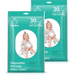 Newnice 30 Packs Disposable Potty Liners with 200ML Absorbent Pads, Travel Potty Bags Compatible with OXO Tot 2-in-1 Go Potty, Universal Potty Liners Fit Most Potty Chairs for Kids,Toddlers in Kuwait