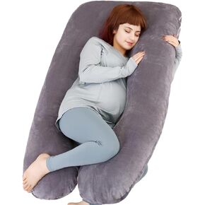 وسادة الحمل على شكل حرف U من MOON PINE، وسادة الأمومة لكامل الجسم لدعم الظهر والساقين والبطن، وسادة نوم للنساء الحوامل والنائمين على الجانب مع غطاء قابل للإزالة (رمادي) in Kuwait