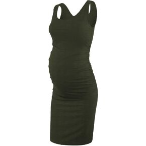 Liu & Qu Women's Maternity Sleeveless Tank Dresses Side Ruching Bodycon Dress for Daily Wearing or Baby Shower