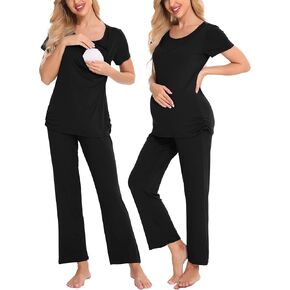 LecGee Labor/Delivery Maternity Nursing Pajama Sets Loungewear for Breastfeeding Nursing Shirts Pregnancy Pants