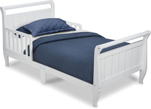 Delta Children Wood Sleigh Toddler Bed, White in Saudi Arabia