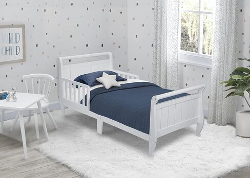 Delta Children Wood Sleigh Toddler Bed, White in Saudi Arabia
