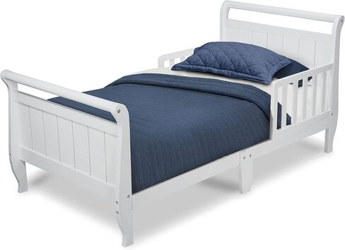 Delta Children Wood Sleigh Toddler Bed, White in Saudi Arabia