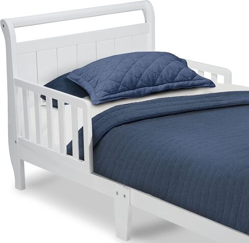 Delta Children Wood Sleigh Toddler Bed, White in Saudi Arabia