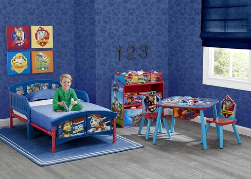 Delta Children Plastic Toddler Bed, Nick Jr. PAW Patrol Twinkle Galaxy Dual Sided Recycled Fiber Core Toddler Mattress (Bundle) in Saudi Arabia