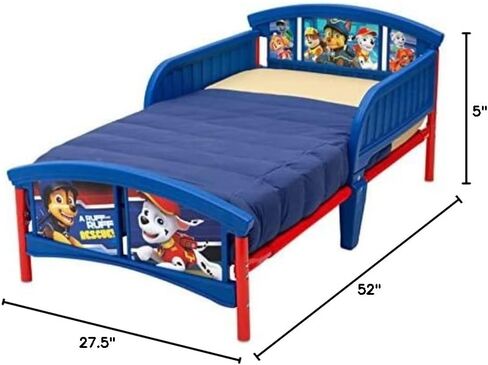 Delta Children Plastic Toddler Bed, Nick Jr. PAW Patrol Twinkle Galaxy Dual Sided Recycled Fiber Core Toddler Mattress (Bundle) in Saudi Arabia
