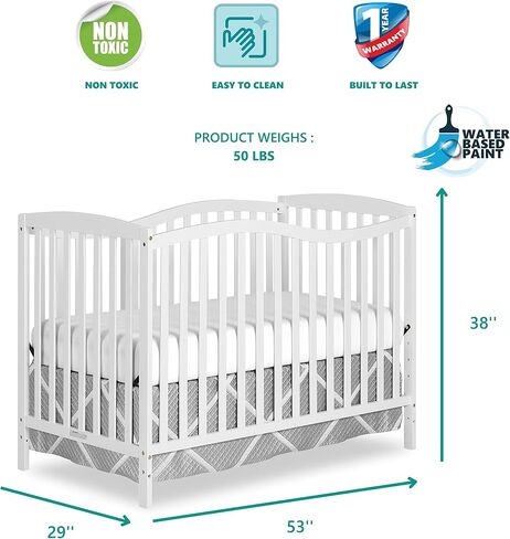Dream On Me Chelsea 5-in-1 Convertible Full-Size Baby Crib in Steel Grey, GreenGuard Gold & BSA, Pinewood, 4 Mattress Heights, Converts to Toddler, Day & Full-Size Bed, Modern Classic Nursery in Saudi Arabia