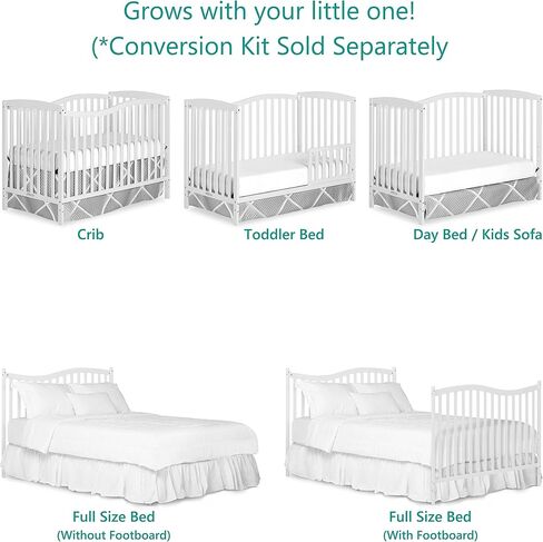 Dream On Me Chelsea 5-in-1 Convertible Full-Size Baby Crib in Steel Grey, GreenGuard Gold & BSA, Pinewood, 4 Mattress Heights, Converts to Toddler, Day & Full-Size Bed, Modern Classic Nursery in Saudi Arabia